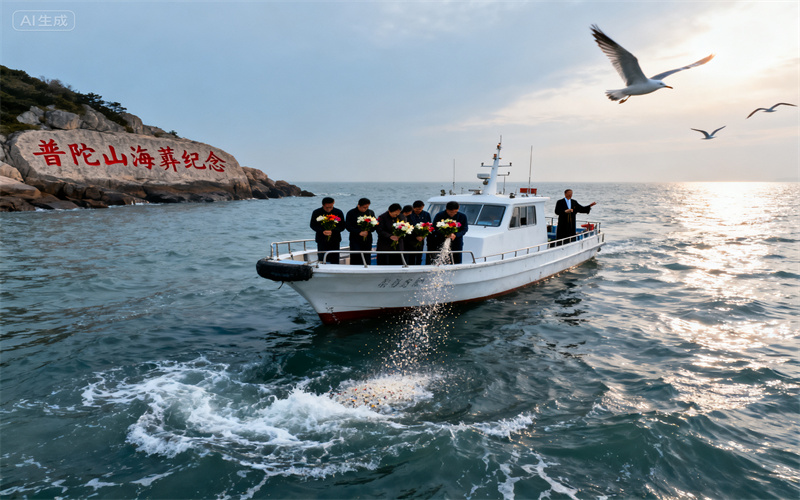 普陀山海葬案例亲友在现场合唱故人喜爱的歌曲片段-3