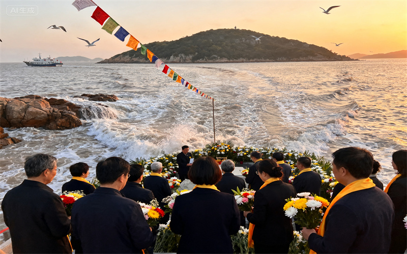 普陀山海葬案例供僧祈福与海葬仪式结合的案例-3