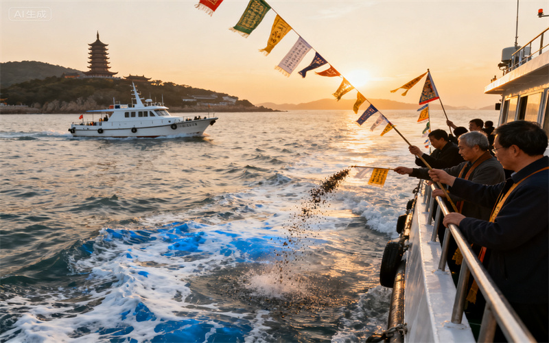 普陀山海葬案例名厨家属的食物纪念与海葬结合