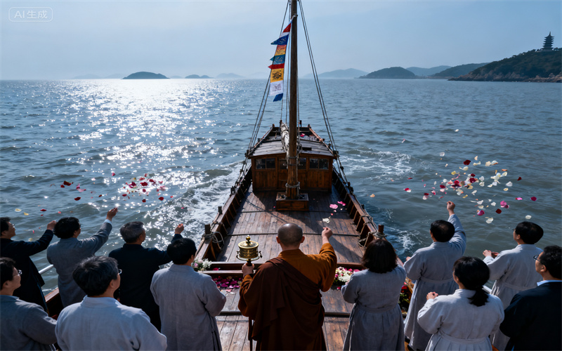 普陀山海葬案例亲友在现场传唱故人最爱歌曲的温馨记录-1