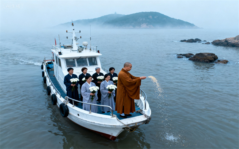 为科研团队举办的集体悼念与海葬