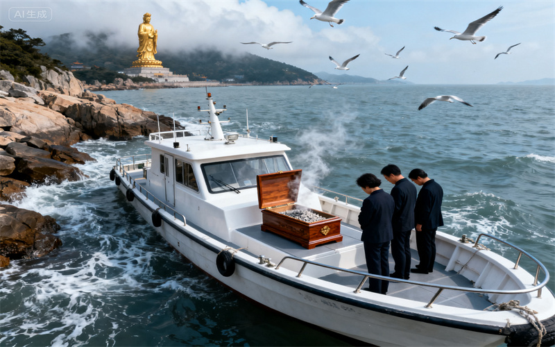 普陀山海葬案例亲友在现场合唱故人喜爱的歌曲片段-1